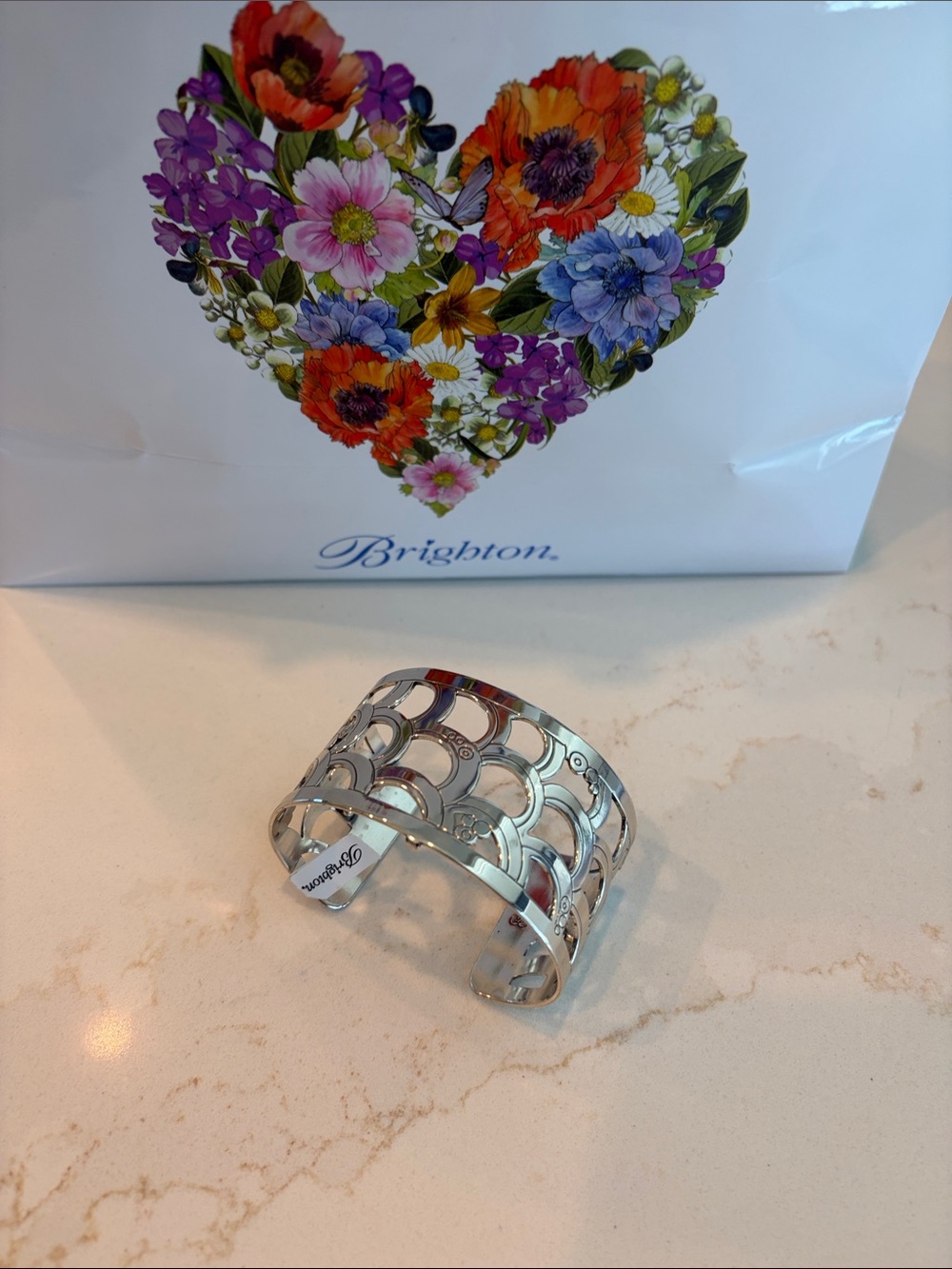 NWT Brighton Silver Openwork Scallop Cuff Bracelet